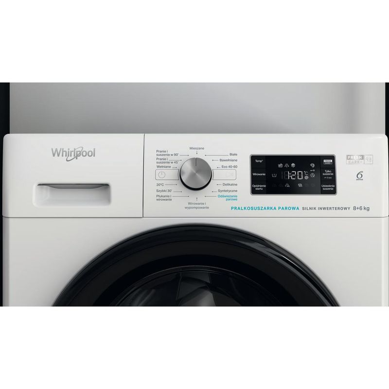 Whirlpool Pralkosuszarka Wolnostojące FFWDB 864349 BV PL Biel Ładowany od frontu Lifestyle control panel