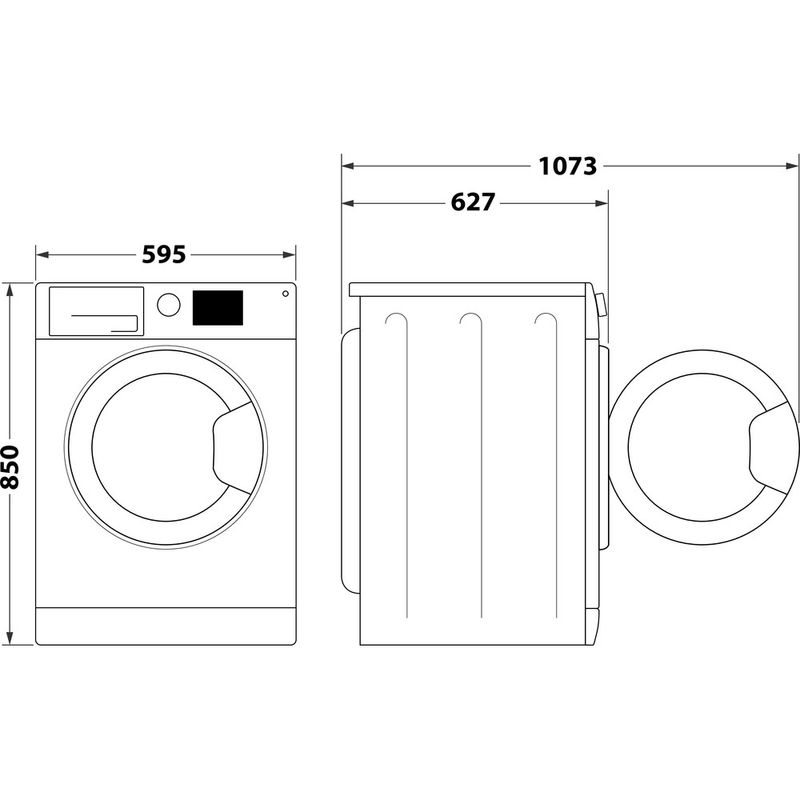 Whirlpool Pralka Wolnostojące FFB 9258 SV PL Biel Ładowany od frontu B Technical drawing