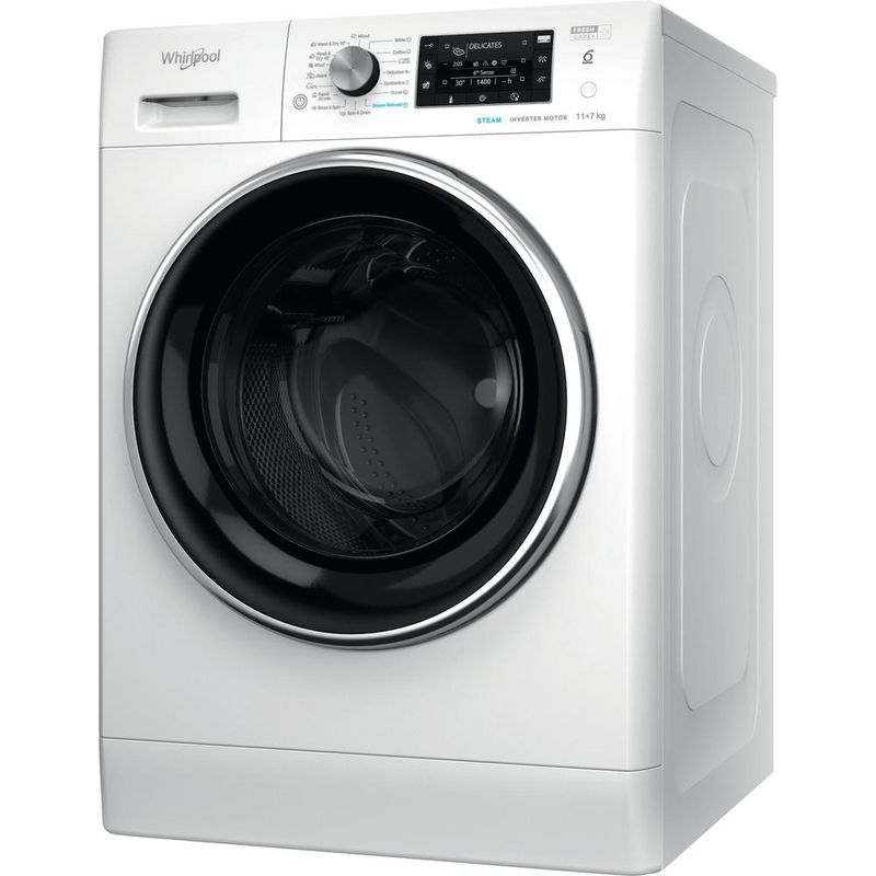 Whirlpool Pralkosuszarka Wolnostojące FFWDD 1176258 BCV EE Biel Ładowany od frontu Perspective