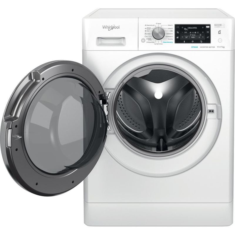 Whirlpool Pralkosuszarka Wolnostojące FFWDD 1176258 BCV EE Biel Ładowany od frontu Frontal open