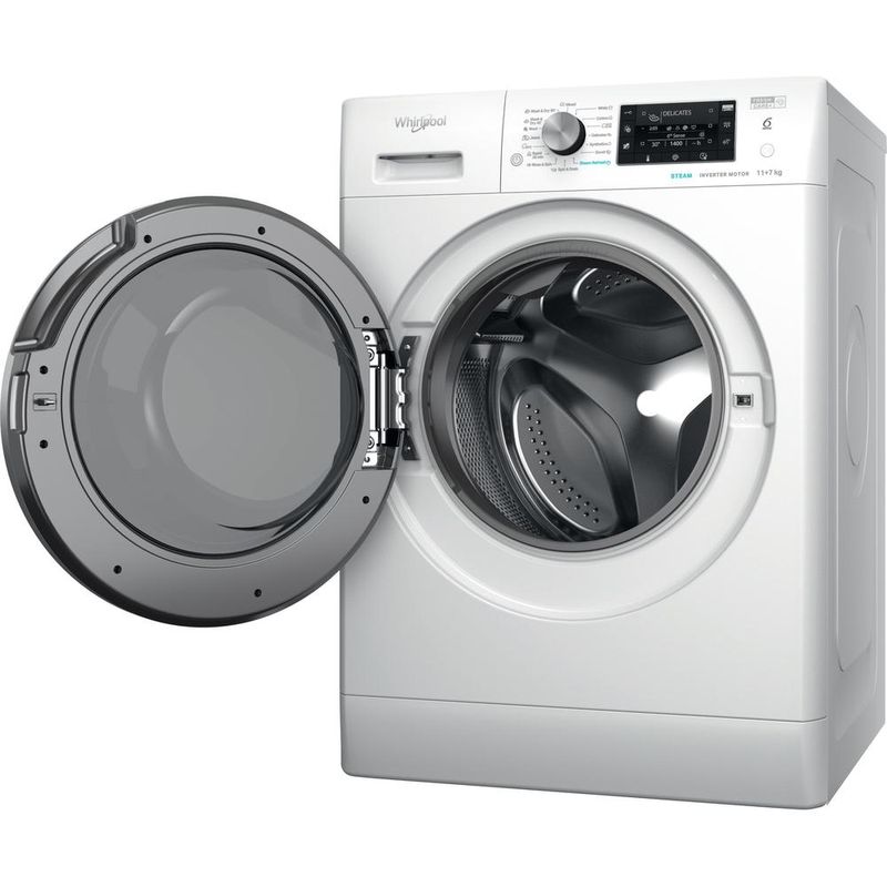 Whirlpool Pralkosuszarka Wolnostojące FFWDD 1176258 BCV EE Biel Ładowany od frontu Perspective open