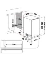Whirlpool Zmywarka Do zabudowy WSIC 3M27 Zintegrowane E Technical drawing