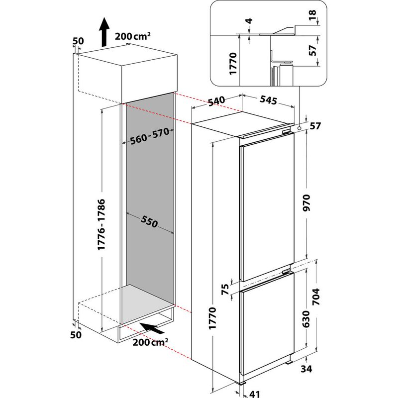 Whirlpool-Lodowka-z-zamrażarką-Do-zabudowy-ART-6600-A--Inox-Dwudrzwiow-y-a-Technical-drawing