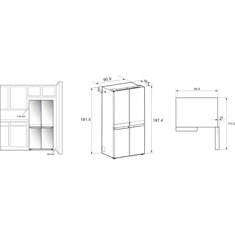 Whirlpool-Side-by-Side-Wolnostojące-WQ9-U3L-EF-Inox-Look-Technical-drawing