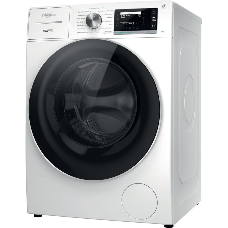 Whirlpool Pralka Wolnostojące W8X 89AD SILENCE PL Biel Ładowany od frontu A Perspective