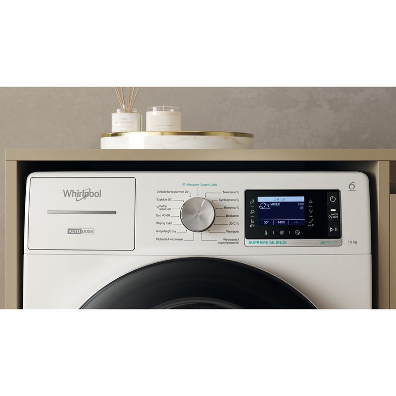 Whirlpool Pralka Wolnostojące W8 09AD SILENCE PL Biel Ładowany od frontu A Control panel