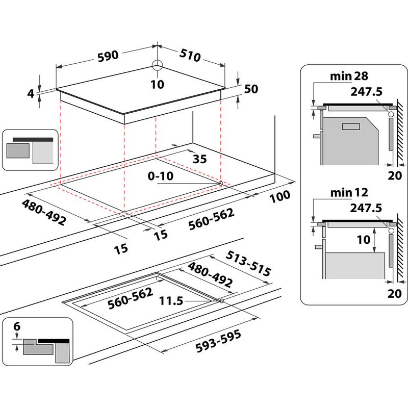 Whirlpool-Płyta-grzewcza-WLX6001DNF-Czarny-Induction-vitroceramic-Technical-drawing