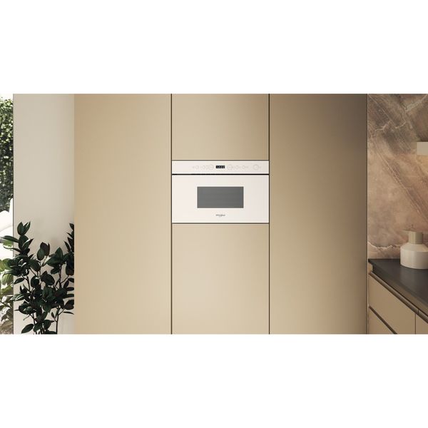 Whirlpool Mikrofalówka Do zabudowy WMN14BW Biel Elektroniczny 22 MW + Grill 750 Lifestyle frontal