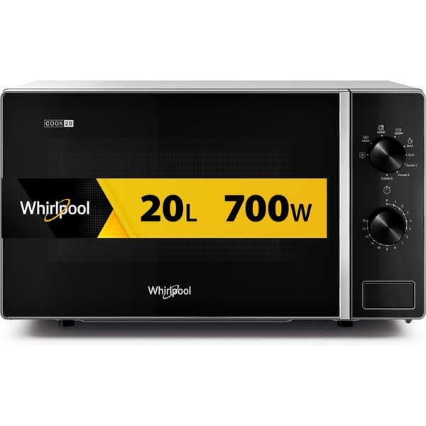 Whirlpool-Mikrofalowka-Wolnostojące-MWP-103-SB-Srebrno-czarny-Mechaniczny-20-MW---Grill-700-Frontal