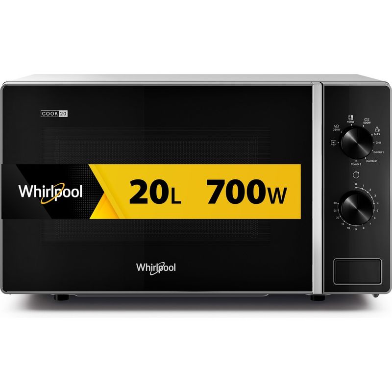 Whirlpool-Mikrofalowka-Wolnostojące-MWP-103-SB-Srebrno-czarny-Mechaniczny-20-MW---Grill-700-Frontal