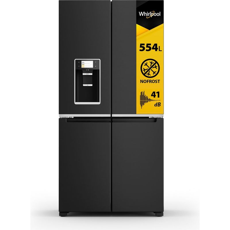 Whirlpool-Side-by-Side-Wolnostojące-WQ9I-FO1BX-Czarna-stal-Perspective-open