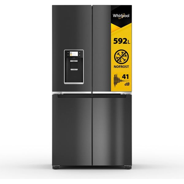 Whirlpool-Side-by-Side-Wolnostojące-WQ9I-FO2BX-EF-Czarna-stal-Perspective-open