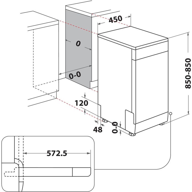Whirlpool-Zmywarka-Wolnostojące-WH6FA10BS60X-Wolnostojące-A-Technical-drawing